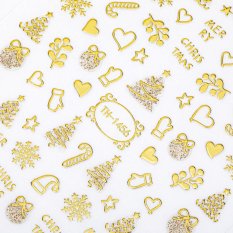 Vánoční nálepky na nehty TH-1456 zlaté