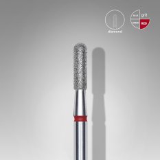 Diamantová fréza STALEKS Expert Rounded cylinder - červená, FA30R023/8 (2,3mm/8mm)