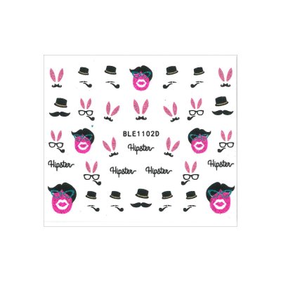 3D rózsaszín csillogó körömmatricák Hipster Easter BLE 1102D