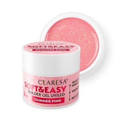 CLARESA® Stavební gel na nehty SOFT & EASY Builder gel GLIMMER PINK, 12g