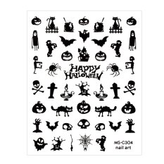 Tenké nálepky na nechty - HALLOWEEN čierne MS-C304