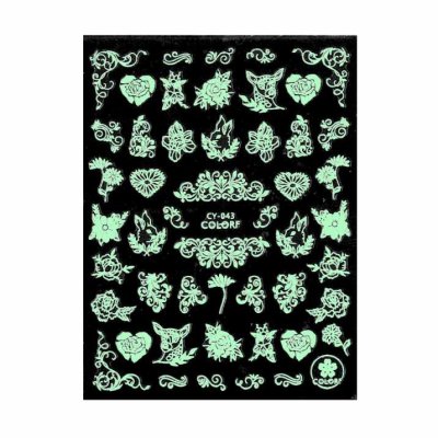 Nálepky na nehty svítící - zajíc a květiny - Colorf CY-043