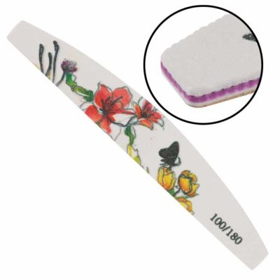 Pilník na nechty loďka Flowers, butterfly  100/180