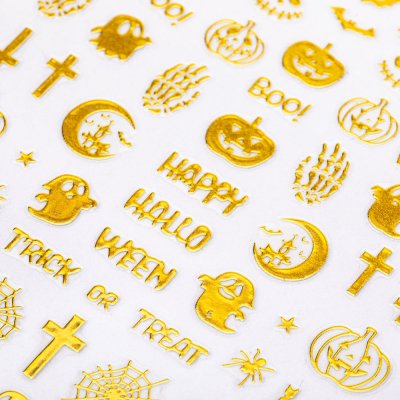 Vékony körömmatricák - HALLOWEEN arany R233