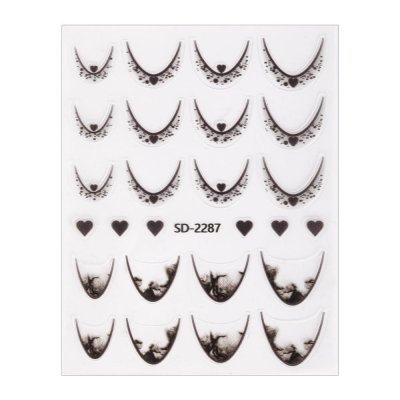 5D Köröm matricák - French Manicure French Black Heart SD-2287