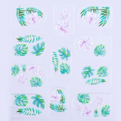 5D nálepky na nehty - tropické listy - Z-D3688