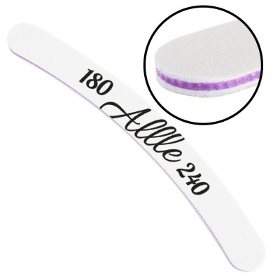 Pilník na nechty banán biely Allle High Quality - 180/240 CU-04