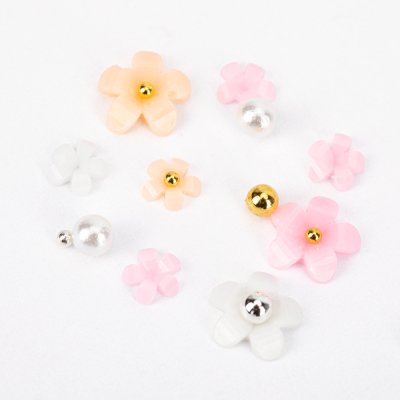 3D ozdoby na nechty - akrylové kvety a guľôčky v boxe