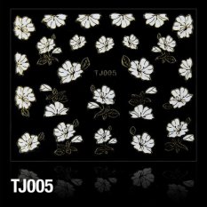 Nálepky na nechty 3D Kvety bielo zlaté - TJ005
