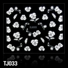 Nálepky na nechty 3D Kvety bielo-strieborné - TJ033