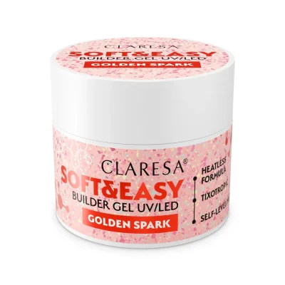 CLARESA® Stavebný gél na nechty SOFT & EASY Builder gel GOLDEN SPARK, 45g