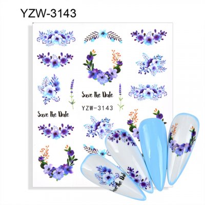 Vodolepky na nechty Kvetinový vzor YZW-3143