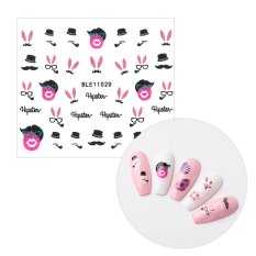 Nálepky na nechty 3D ružové trblietavé Hipster Easter BLE 1102D
