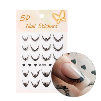 5D Köröm matricák - French Manicure French Black Heart SD-2290