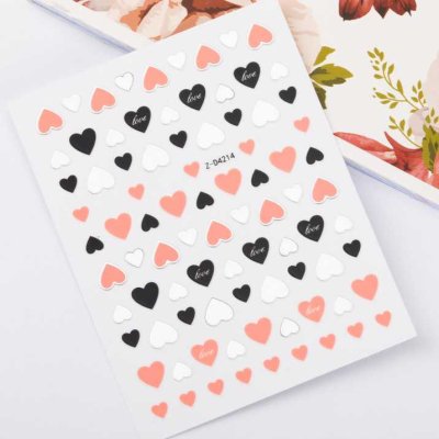 Tenké nálepky na nechty srdiečka love Z D4214 Nude