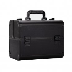 Kozmetický kufrík L hladký čierny s čiernym kovaním (26x21x32cm) - POUŽITÝ