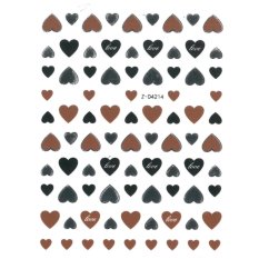 Tenké nálepky na nechty srdiečka love Z D4214 Brown