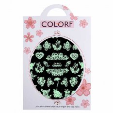 Nálepky na nechty svietiace - zajac a kvety - Colorf CY-043