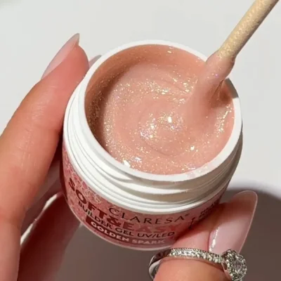CLARESA® Stavební gel na nehty SOFT & EASY Builder gel GOLDEN SPARK, 45g