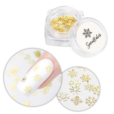 Ozdoby na nechty Snehové vločky - Snowflakes, zlaté