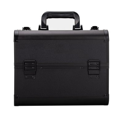 Kozmetický kufrík L hladký čierny s čiernym kovaním (26x21x32cm)