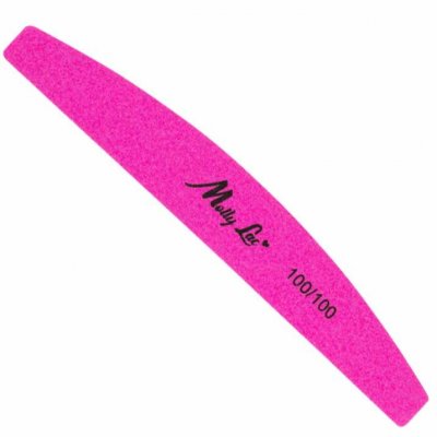 Pilník na nehty MollyLac infinity slim neon pink loďka - 100/100 bio dřevěný