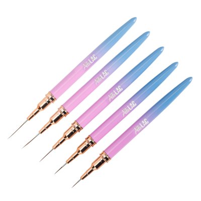Sada štětců na zdobení nehtů AlleLac – Pink & Blue Line (5 ks)