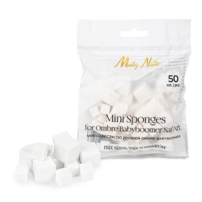 MollyNails mini szivacsok ombre és babyboomer festéshez fehér - 50 db vegyes méretben