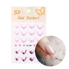 5D Nálepky na francúzsku manikúru French Pink Heart SD-2286