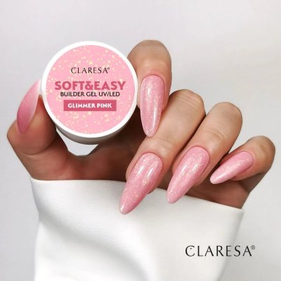 CLARESA® Stavební gel na nehty SOFT & EASY Builder gel GLIMMER PINK, 12g