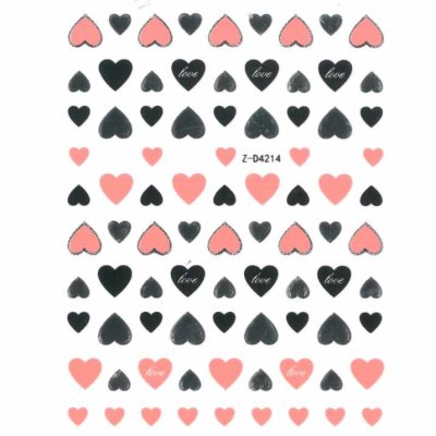 Tenké nálepky na nechty srdiečka love Z D4214 Nude