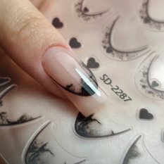 5D Köröm matricák - French Manicure French Black Heart SD-2287