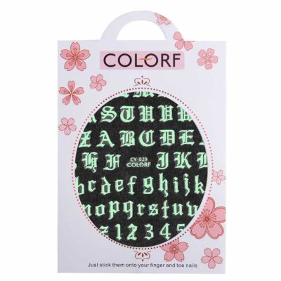 Samolepky na nehty svítící - abeceda - Colorf CY-029