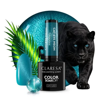Gel lak CLARESA® CAT EYE NEON Turquoise, 5g