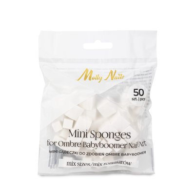 MollyNails mini szivacsok ombre és babyboomer festéshez fehér - 50 db vegyes méretben