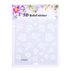 5D nálepky na nehty - bílé květiny - Z D3074