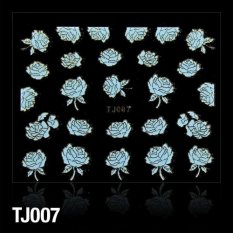 Nálepky na nechty 3D Kvety modro-zlaté - TJ007