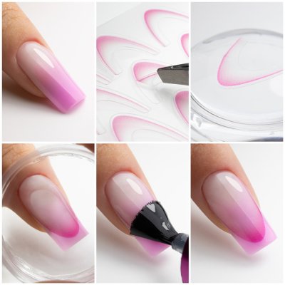 Nálepky na francúzsku manikúru Gradient French Ombre Light Pink SD-1930