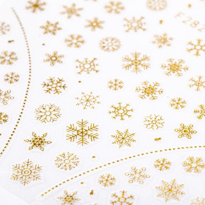 Zimné nálepky na nechty Snehové vločky F282 zlaté