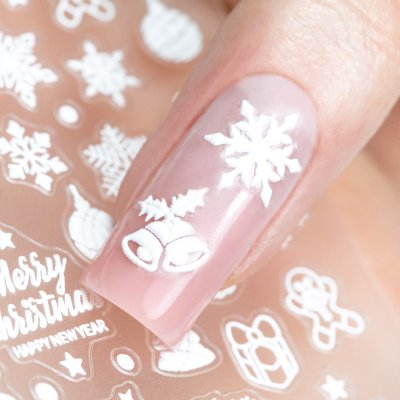 Vianočné nálepky na nechty SD-2076 biele