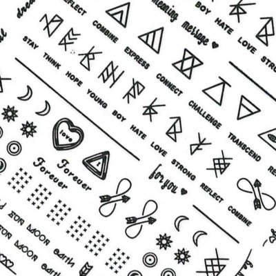 Vékony köröm matricák - geometrikus fekete R081