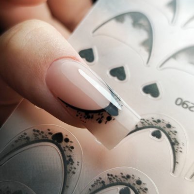 5D Köröm matricák - French Manicure French Black Heart SD-2290