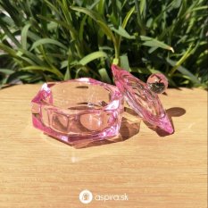 Sklenená nádobka na liquid s vrchnákom - ružová