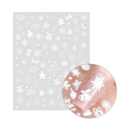 Vianočné nálepky na nechty SD-2076 biele