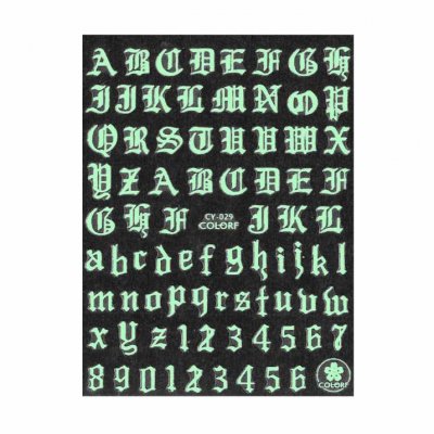 Nálepky na nechty svietiace - abeceda - Colorf CY-029