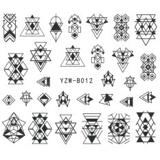 Vodní nálepky na nehty Geometrické vzory YZW-B012
