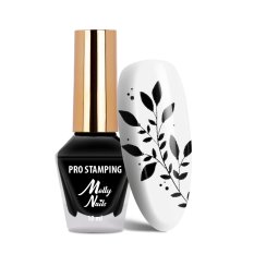 Lak na razítkování nehtů Molly Nails  PRO Stamping 10ml, č.2 - černý