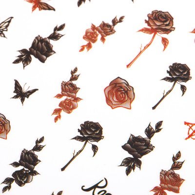 Tenké nálepky na nechty - Dark Rose & Love MS-C226