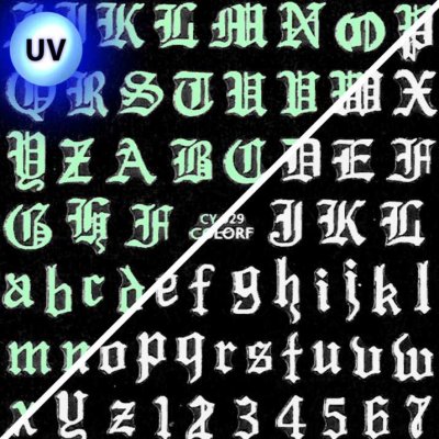 Samolepky na nehty svítící - abeceda - Colorf CY-029