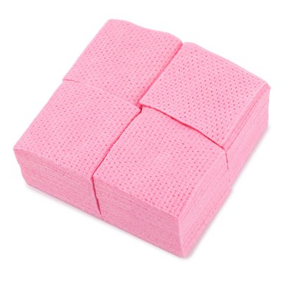 Perforované bezprašné štvorčeky (tampóny) na nechty, 250 ks - ružové
